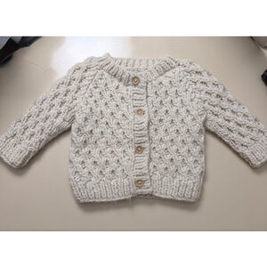 Baby HUGGALUGS Cream Knit Cardigan Sweater 18-24 Months